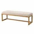 Polsterbank Beige Leinen Eichenholzrahmen 120 cm