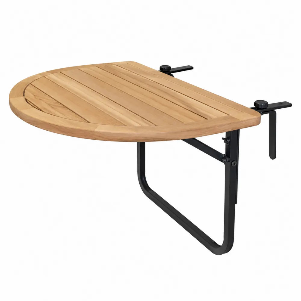 Halbkreis Wandklapptisch Teakholz Metall 70x45 cm