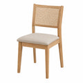 Esszimmerstuhl aus Eiche mit Rattanlehne und Polstersitz Beige