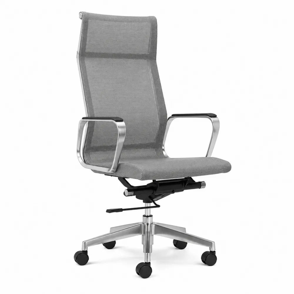 Ergonomischer Drehstuhl Aluminium Grau Netzgewebe