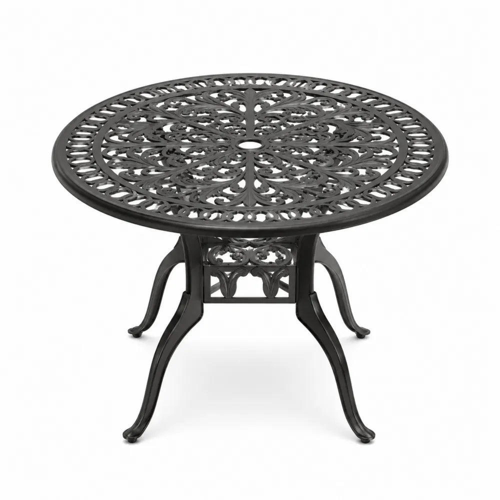 Runder Gartentisch aus Aluminium, Schwarz, Durchmesser 90 cm