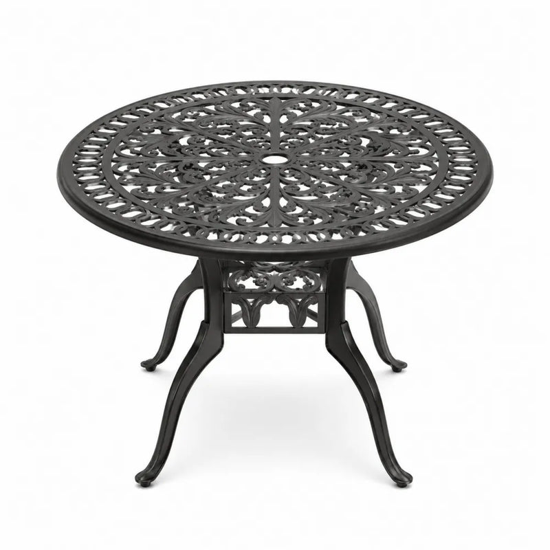Runder Gartentisch aus Aluminium, Schwarz, Durchmesser 90 cm