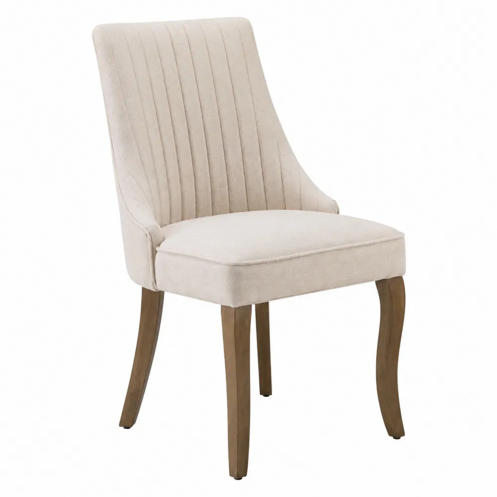 Esszimmerstuhl Polyester Massivholz Beige