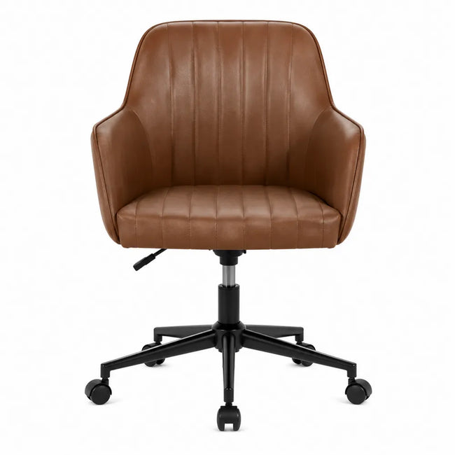 Bürostuhl Braun PU-Leder Höhenverstellbar mit Armlehnen